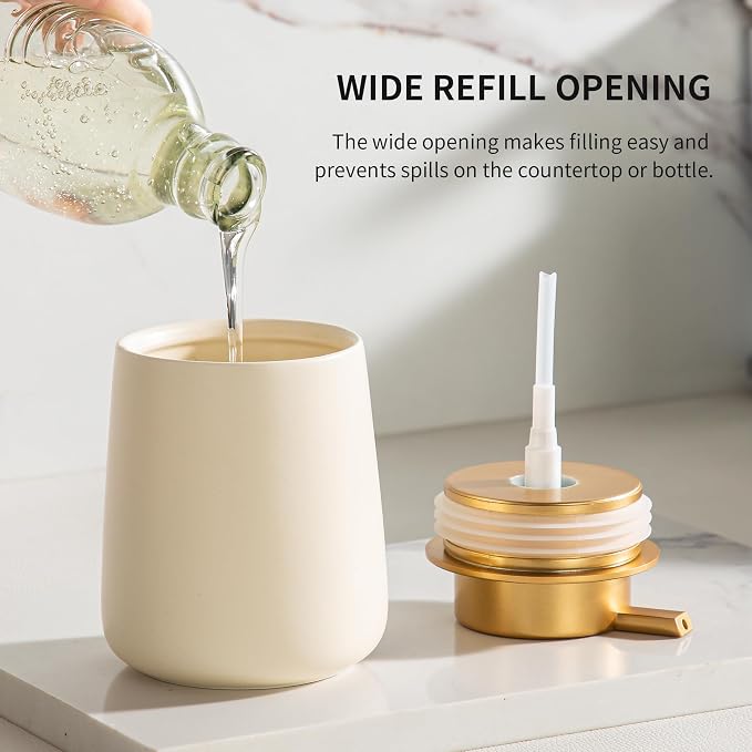 Enra Gold Ceramic Soap Dispenser, Hand Soap Dispenser - Image 2