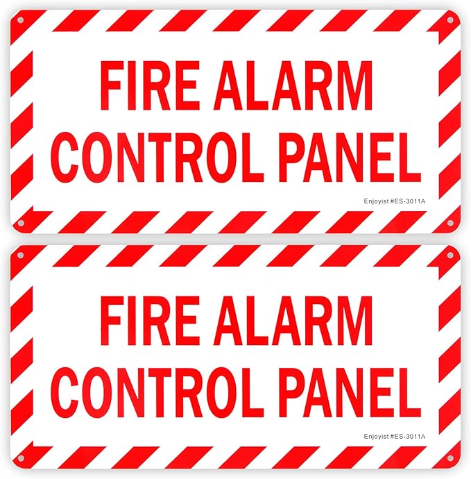 2-Pack Fire Alarm Control Panel Sign， 12"x 6" .04" Aluminum Reflective Sign Rust Free Aluminum-UV Protected and Weatherproof