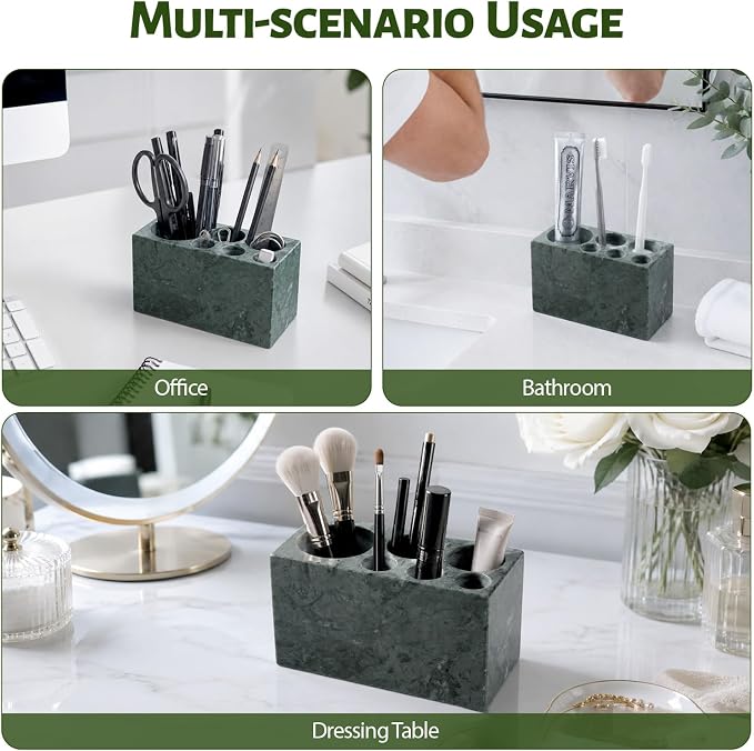 BCS Toothbrush Holder for Bathrooms, 6 Slots Open-Bottom Marble Toothbrush - Image 8