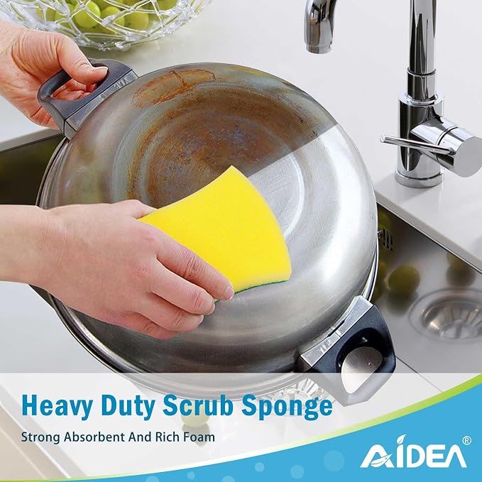 AIDEA Sponges Kitchen, 50-PK Heavy Duty Dish Sponge Kitchen, Scrub Sponges | - Image 6