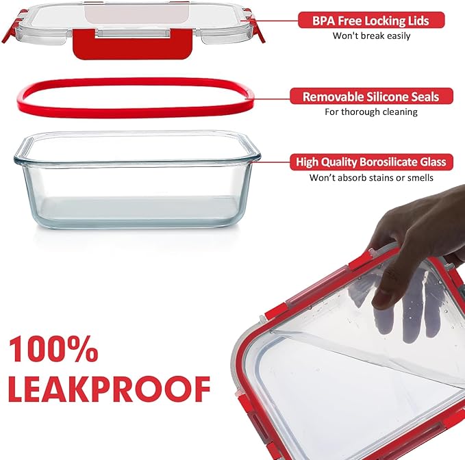 VERONES 30 Pieces Glass Food Storage Containers Set - Image 4