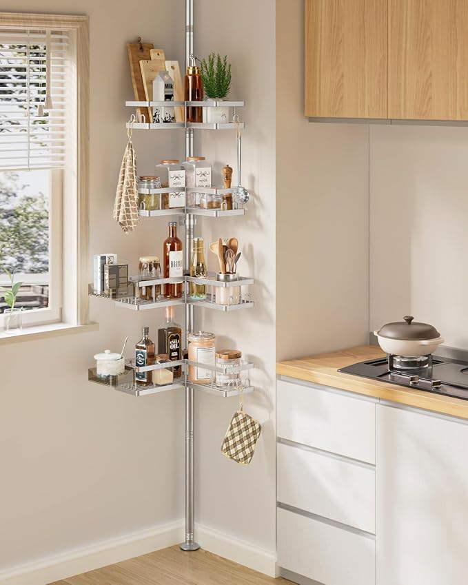 YASONIC Corner Shower Caddy Tension Pole, 25.7-109.1in Adjustable Shower Shelves - Image 8