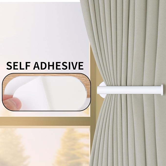 Groleca Adhesive Curtain Holdbacks, Curtain Tiebacks, 4 Pack, Metal Curtain - Image 3