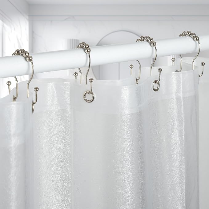 Shower Curtain Hooks, Stainless Steel Shower Curtain Hangers, Double Hook - Image 3