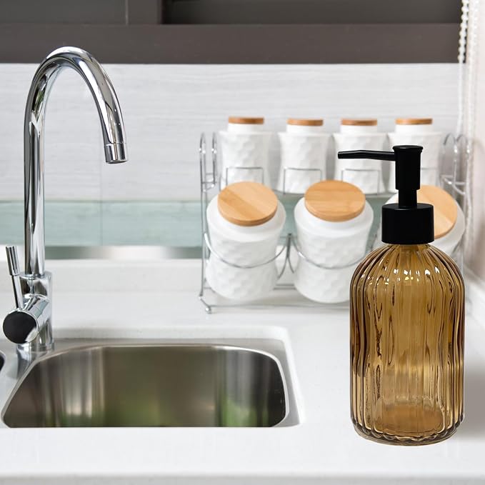 YYTSGG Brown Glass Soap Dispenser Set - Image 6