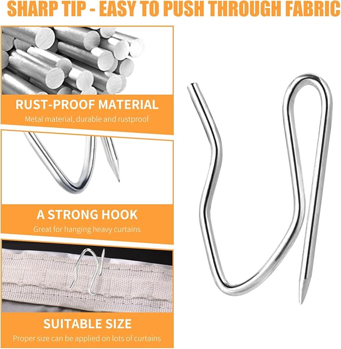 Sopito 58Pcs Curtain Hooks for Door Window Shower Curtain, Durable Metal - Image 4