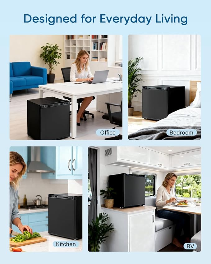 1.1 Cu.ft Mini Freezer - Compact Upright Freezer with 7 Adjustable Thermostat, Removable Shelf, Reversible Single Door, 360°Uniform Cooling Small freezer for Home Office Apartment Dorm, Black