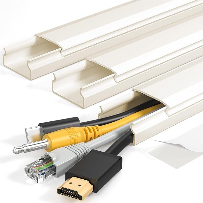 Yecaye TV Cord Hider, 42in Cord Cover Wall Mounted, W1.18in H0.6in, Wire Covers by Yecaye