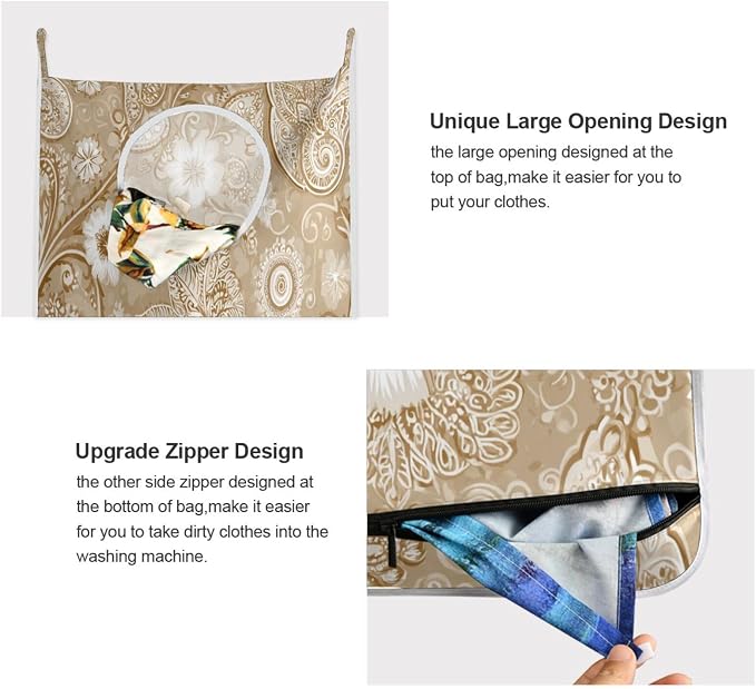 2PCS Hanging Laundry Hamper Bag Over the Door Laundry Hamper Wall Hamper Large - Image 4