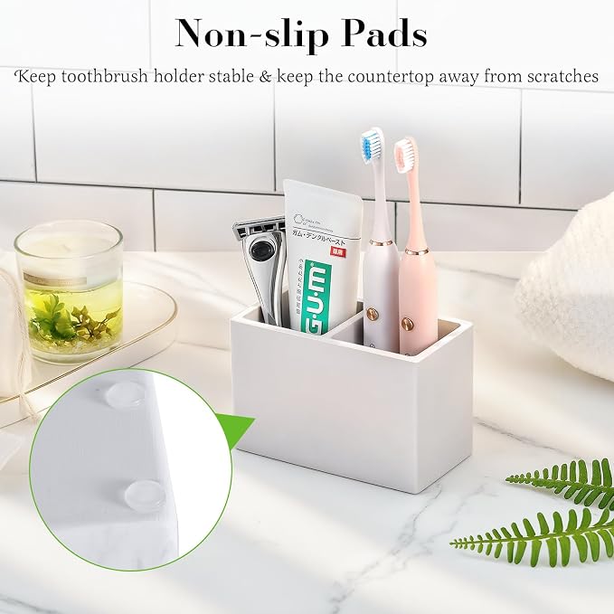 Luxspire Diatomite Toothbrush Holder, 2 Slots, Light Gray | Fast Drying - Image 3