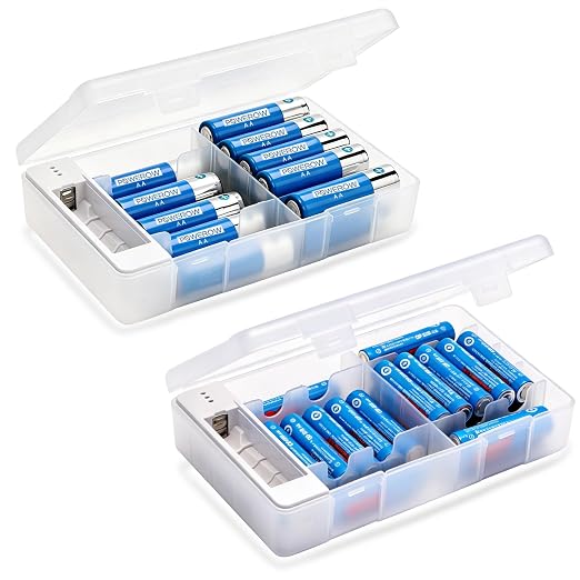 2 Pack Battery Storage Organizer Case, Battery Storage Box by TRAELY