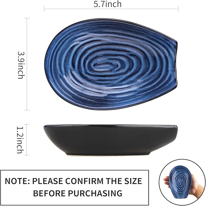 Hasense Spoon Rests Set of 2 for Stove Top, Large Ceramic Spoon Holder for Kitchen Counter, Cooking Utensil Rest for Spatulas, Spoons and Tongs, Kitchen Gadget Cooking Spatula Holder, Gold and Blue