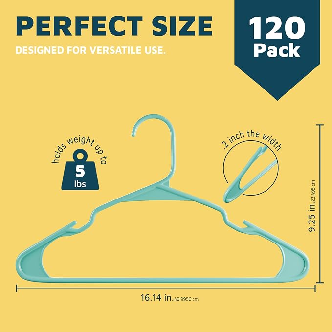 Lifemaster Plastic Clothes Hangers – Heavy Duty Hanger Set, - Image 2