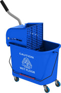 HOMCOM Commercial Mop Bucket Side Press Wringer Wheels 21 Quart Blue by HOMCOM