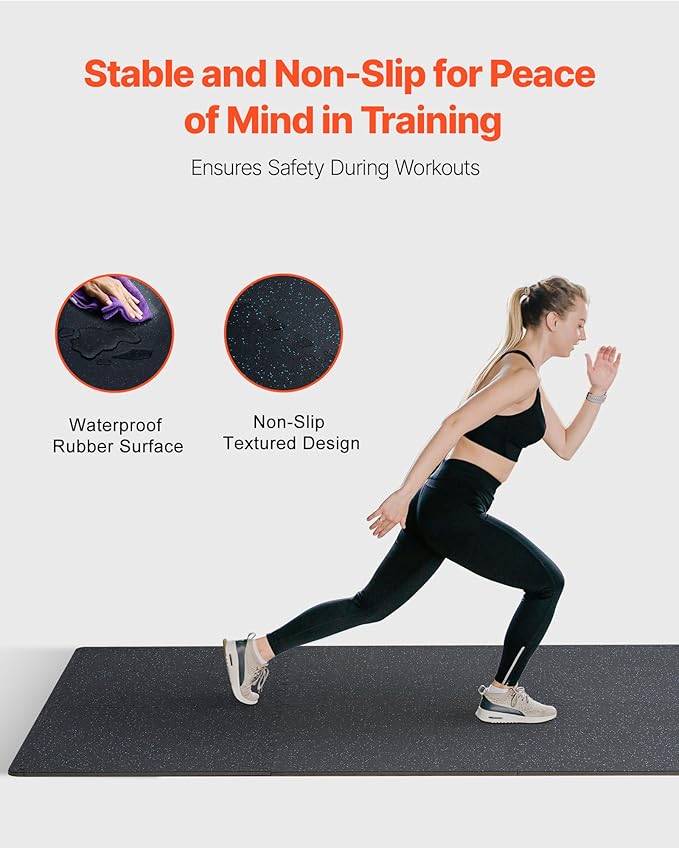 VEVOR 0.56Inch 100sq.ft 25 Tiles Gym Flooring for Home Gym, Rubber Top with High Density EVA Foam, 25 x 25In Gym Floor Exercise Equipment Mats, Interlocking Gym Mats, Puzzle Workout Mats, Black & Blue