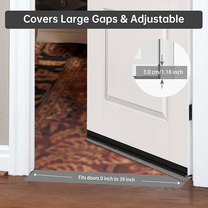 Self-Adhesive Brush Door Sweep, 39.37" L x 1" W, Blocks Dust and Noise - Image 4