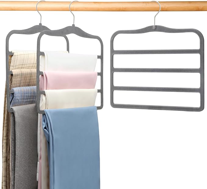Closet Organizers and Storage, Pants Hangers Space Saving Velvet Hanger | - Image 7