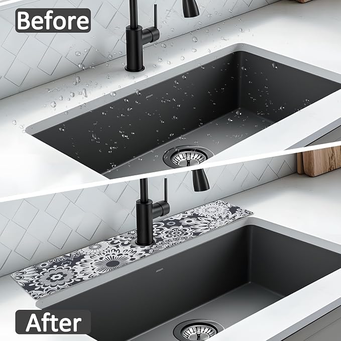 24" X 5.5" Kitchen Sink Splash Guard Faucet Mat Mandala Super Absorbent Fast - Image 7