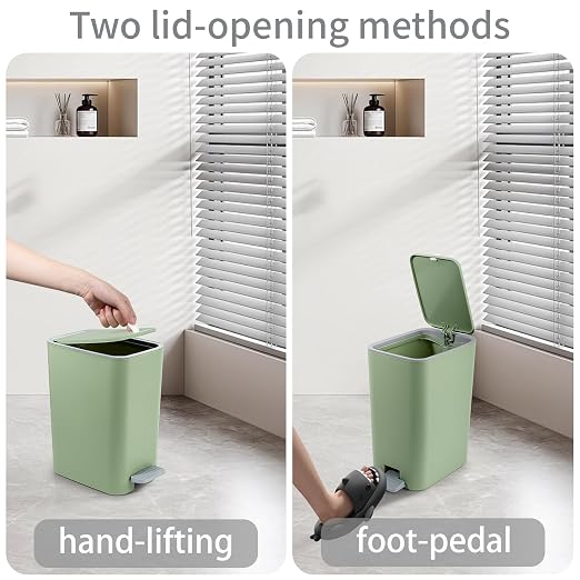 Small Bathroom Trash Can with Lid, 2.1 Gallon Slim Step Trash Can, Narrow - Image 3