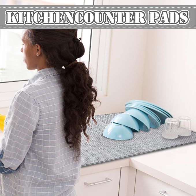 2 Pack Extra Large Microfiber Dish Drying Mat, 30 x 24 Inch, Draining Racks - Image 4