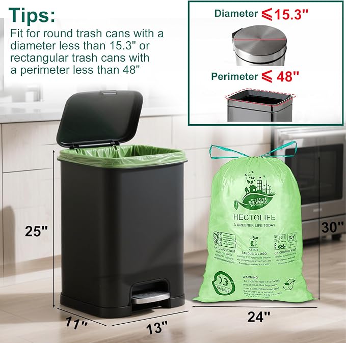13 Gallon 100 Count Compostable Trash Bags - Image 3