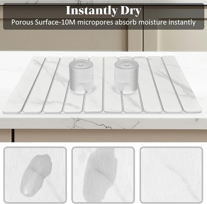 Large Stone Dish Drying Mat for Kitchen Counter, Fast Drying Collapsible Dish - Image 4