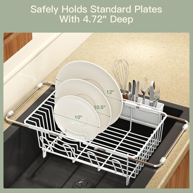 White Dish Drying Rack Over The Sink - Image 8