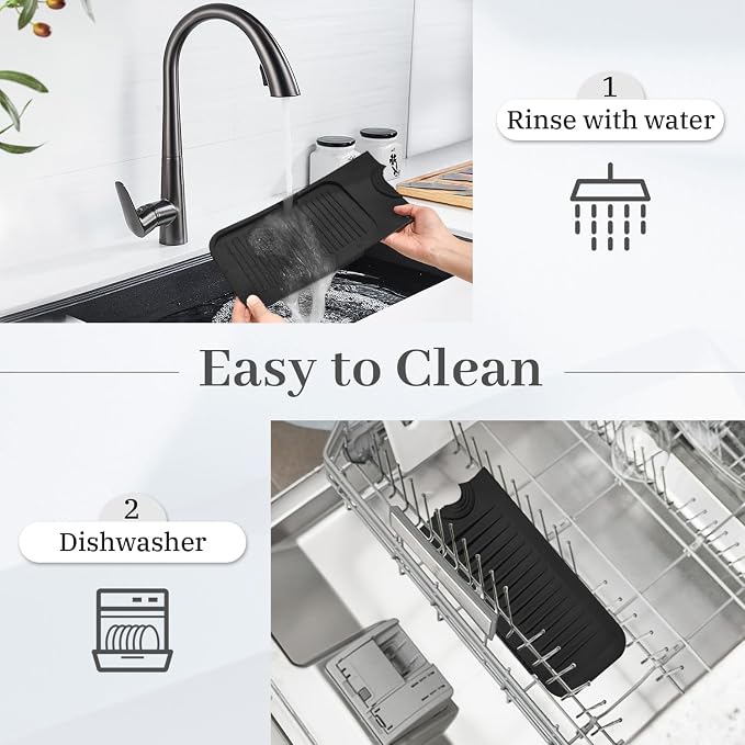 PoYang 23.6 Inch Silicone Sink Splash Guard, Kitchen Sink Mat, Keeps Faucet - Image 9