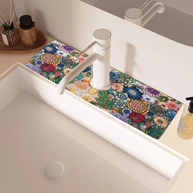 Sinkmat Absorbing Mat, 2 Pack Drying Mat Around Sink Splash Guard Behind Faucet - Image 2