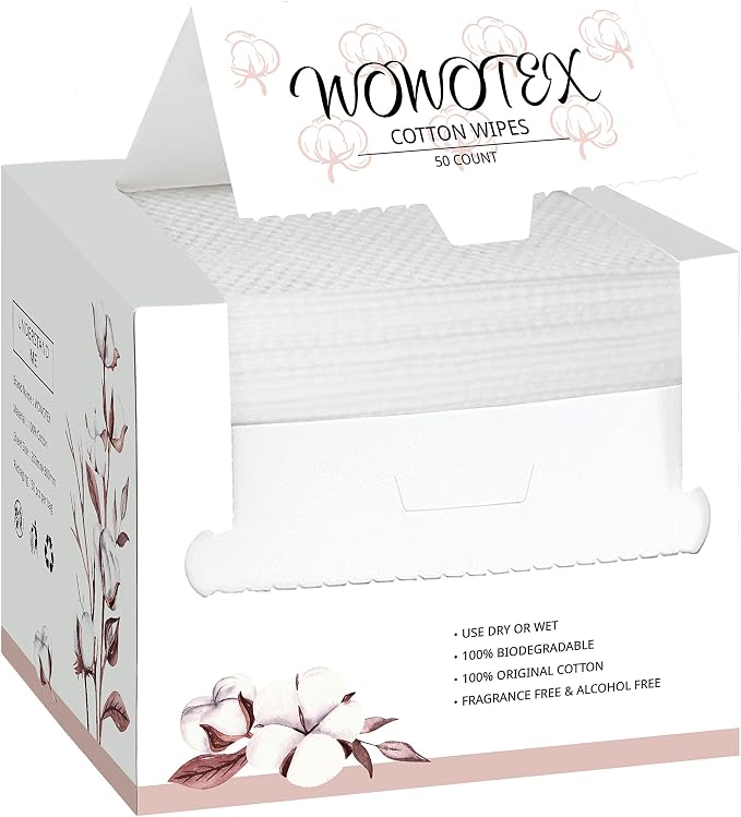 WOWOTEX 100% Cotton Disposable Face Towels, Ultra Soft by WOWOTEX