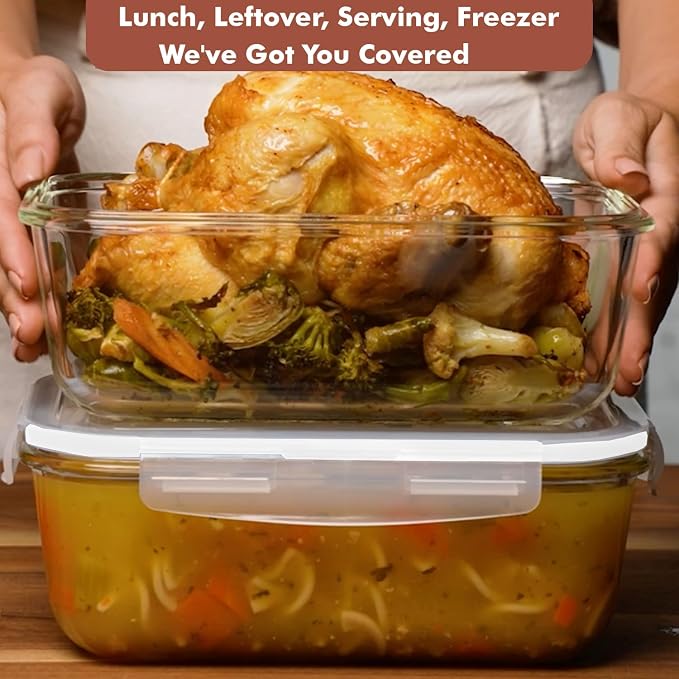 Razab 4 PC 1860ml / 63 Oz / 8 Cups Large Glass Food Storage Containers - Image 2