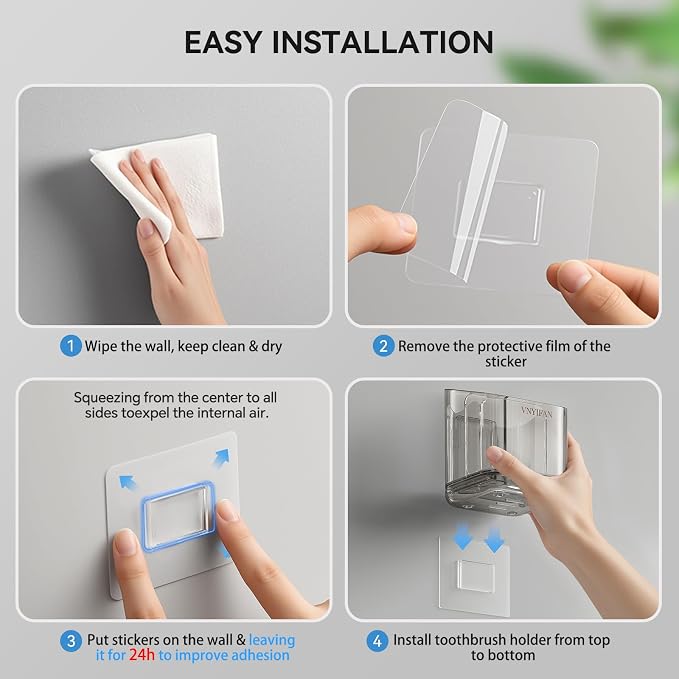 3 Slots Detachable Toothbrush Holders Wall Mounted - Image 8