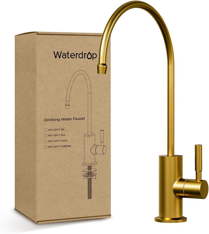 Waterdrop G2FCT-Gold Reverse Osmosis Water Filter Faucet, Brushed Gold | Water by Waterdrop