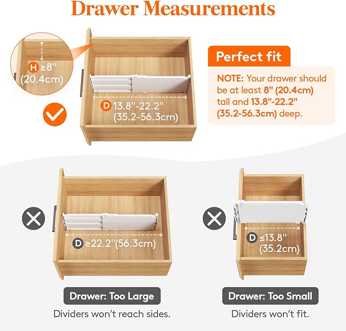 Lifewit 8" Tall Drawer Dividers, Adjustable Deep Drawer Organizer Clothes | 6 - Image 3