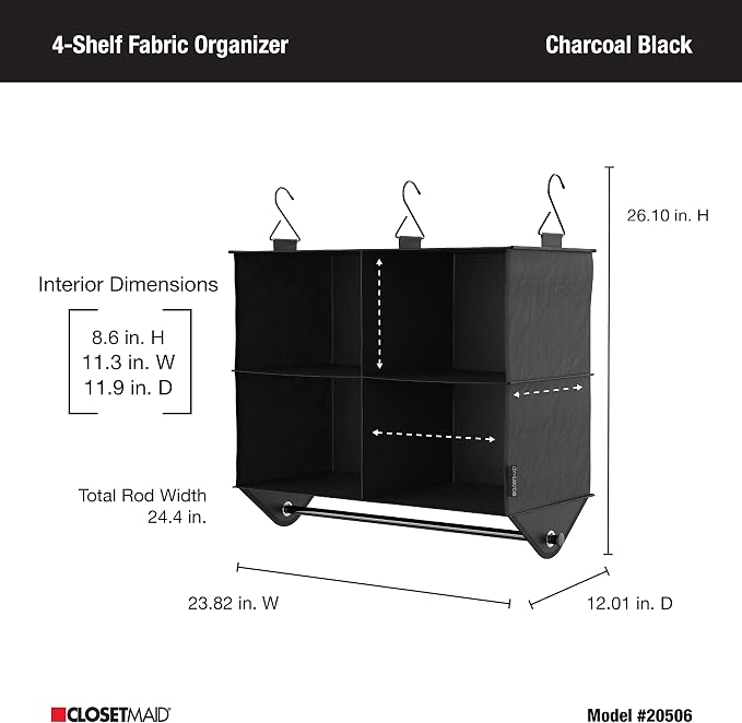 ClosetMaid 4-Shelf Fabric Hanging Closet Organizer - Image 5