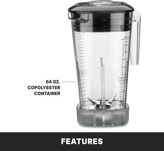 Waring Commercial MX1200XTX 3.5 HP Blender with Variable Speed Dial Controls and a 64 oz. BPA Free Copolyester Container, 120V, 5-15 Phase Plug