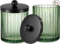 Amolliar Green Glass Apothecary Jar, Qtip Holder by Amolliar