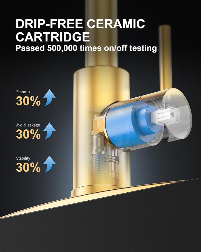 Kitchen Faucet and Water Filter Faucet: Brushed Gold Kitchen Sink Faucet - Image 6
