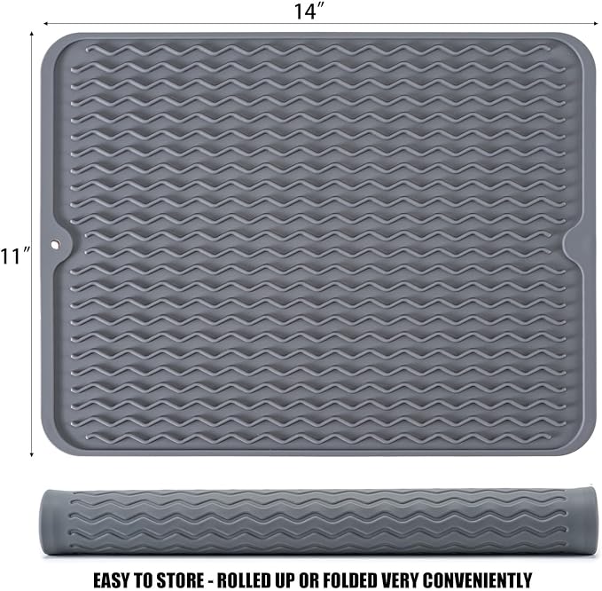 Silicone Dish Drying Mat, Non-Slip Easy Clean Sink Mat, Large Heat-resistant - Image 2