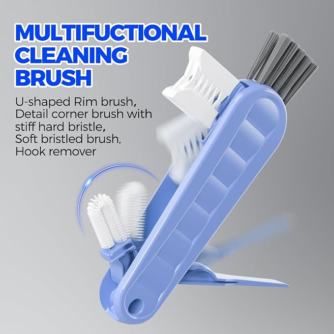 Holikme 6 Pack 4 in 1 Cup Lid Cleaning Brush 3 Straws Bottle Brush, Silicone - Image 3