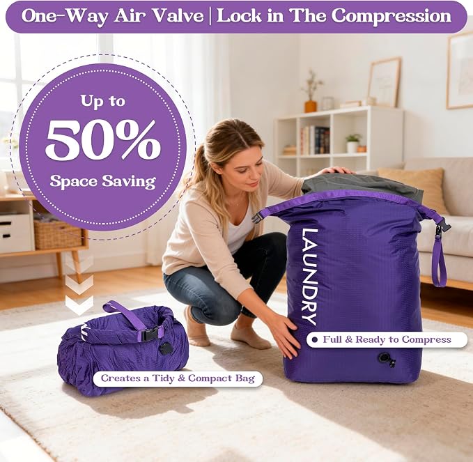 Travel Laundry Bag, Vacuum Compression Dirty Clothes Travel Bag - Image 4