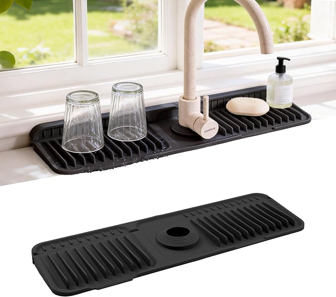 ZJWZLG Faucet Mat for Kitchen Sink, 17.7"X5.5" Silicone Sink Splash Guard by ZJWZLG