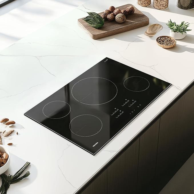 30 Inch Induction Cooktop 7400W, TECASA Built-in Induction Stovetop with 4 Boost Burner, Timer & Child Safety Lock, 9 Heating Level, Sensor Touch Control, 240V, Drop-in Electric Stove Top