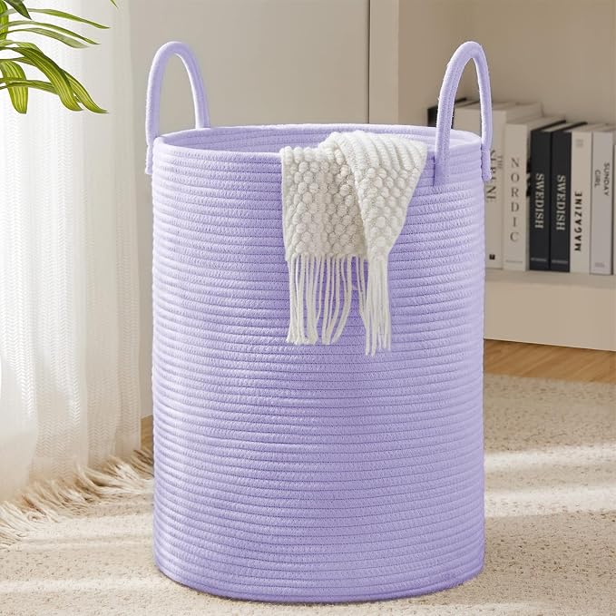 YOUDENOVA Cotton Rope Laundry Hamper Basket, 58L Blanket Basket by YOUDENOVA