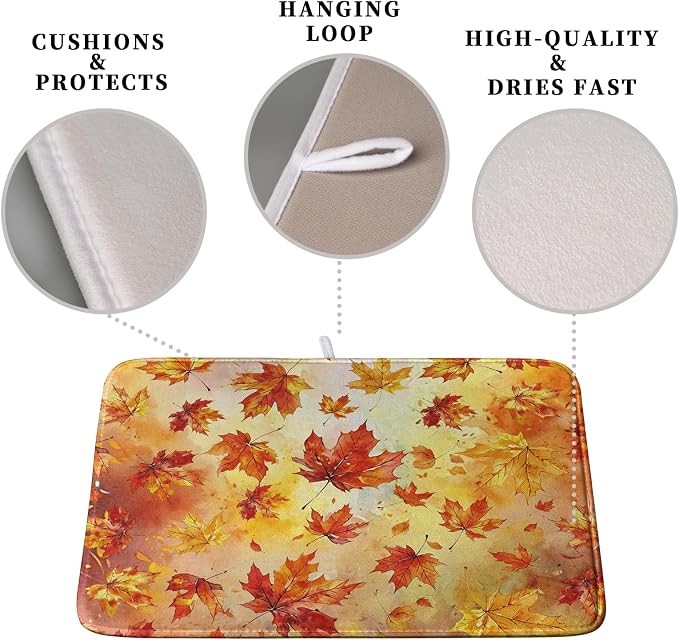 Maple Leaves Fall Dish Drying Mat - Image 3