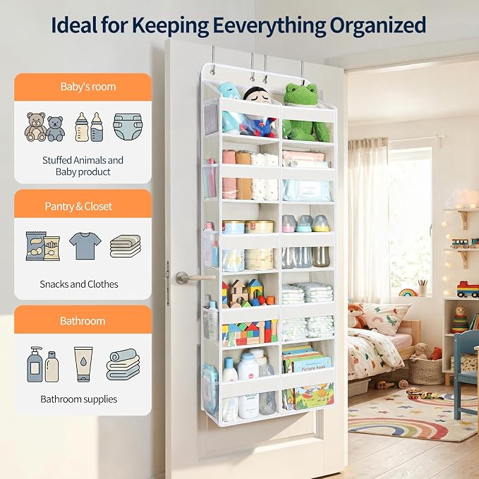 Yecaye Over The Door Organizer, 5 Tier Extra Large Behind Door Storage of 10 - Image 5