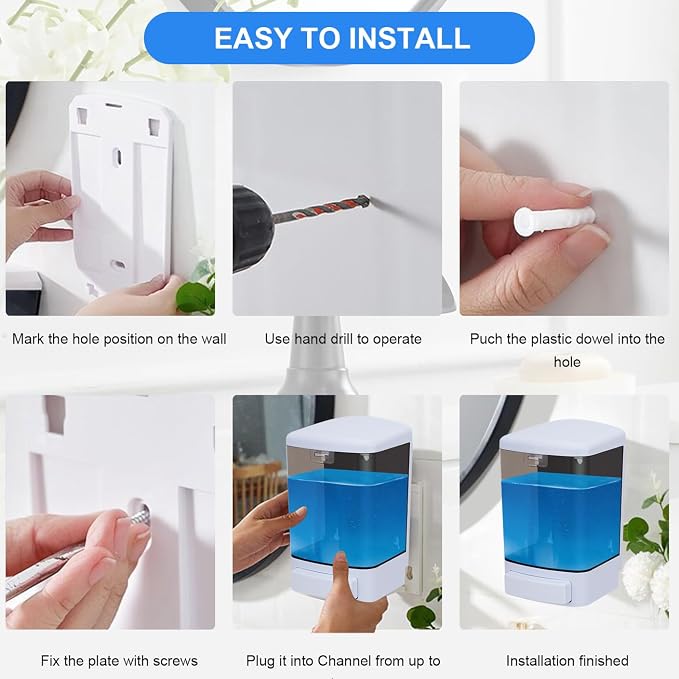 Soap Dispenser Wall Mount, 33.8oz/1000ml Commercial Hand Soap Dispenser - Image 7
