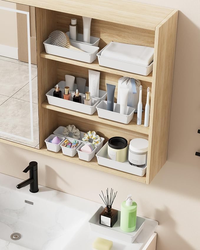 BiuLeon 25 PCS Plastic Drawer Organizers Set, 4-Sizes Vanity and Makeup - Image 6