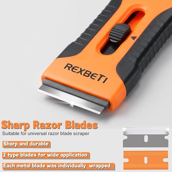 REXBETI Razor Blade Scraper Tool, 2 Pack Windows, Glass Stovetop Scraper | 2 - Image 8