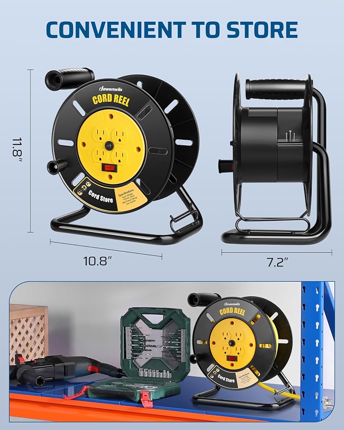 DEWENWILS Extension Cord Storage Reel, Hand Wind Retractable Open Cord Reel | - Image 6